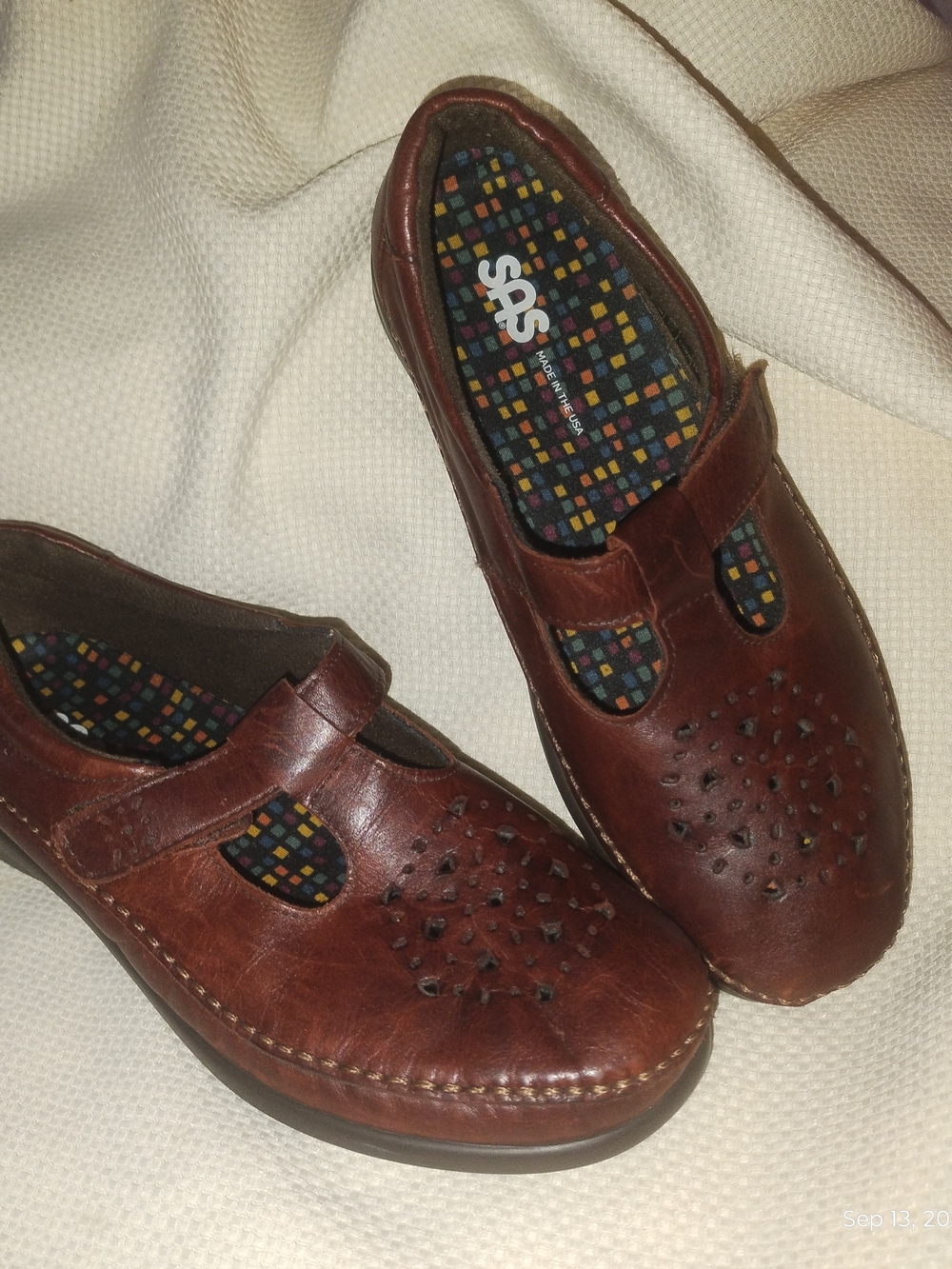 SAS Willow Women’s 8.5W Walnut Brown Leather Mary Jane Comfort Shoes